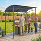 7' x 5' BBQ Grill Gazebo Tent, Garden Grill Canopy with Steel Frame and Hooks, Outdoor Sun Shade, Grey