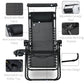 2 Piece Foldable Lounge Chair with Canopy Shade, Outdoor Zero Gravity Chair w/ Side Tray & Cup Holder, Reclining Lounger w/ Breathable Mesh Fabric Seat, Pillow, Black