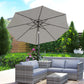 10' x 8' Round Market Umbrella, Patio Umbrella with Crank Handle and Tilt, Outdoor Parasol for Garden, Bench, Lawn, Light Grey