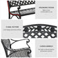 Outdoor Garden Bench, 40" Patio Bench with Aluminum Frame and Armrests, 2-Person Patio Loveseat with Floral Pattern for Park, Porch, Yard, Lawn, 485 LBS Capacity