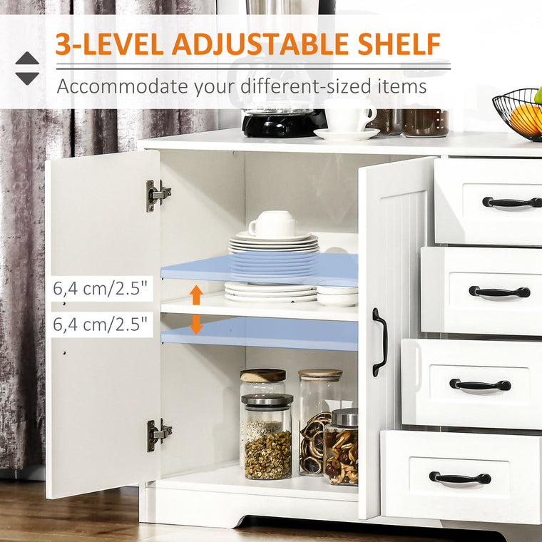 Sideboard Buffet with Beadboard Doors and Drawers - White