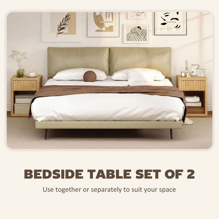 Nightstands Set of 2 with Drawer and Open Shelf