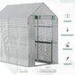 73" x 47" x 75" Walk-in Greenhouse Outdoor Portable Plant Flower Growth Warm House Garden Tunnel Shed with Roll-up Door and 4 Shelves, White