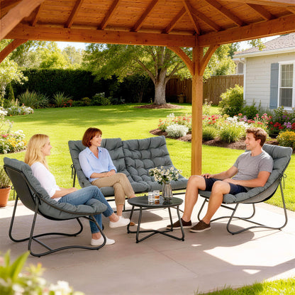 4-Piece Conversation Set with Round Metal Table
