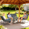 4 Piece Patio Furniture Set, Outdoor Furniture Conversation Set with Loveseat, Chairs Round Metal Table, Cushions, Grey