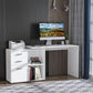 L-Shaped Desk, Computer Corner Desk with Storage Shelf, Drawer, PC Table Home Office Workstation, White