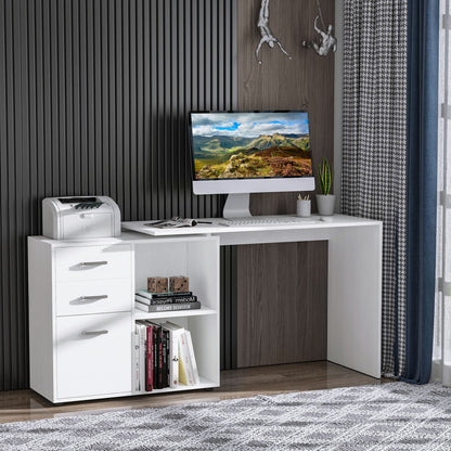 L-Shaped Writing Desk with Storage and Drawer