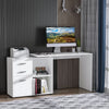 L-Shaped Desk, Computer Corner Desk with Storage Shelf, Drawer, PC Table Home Office Workstation, White