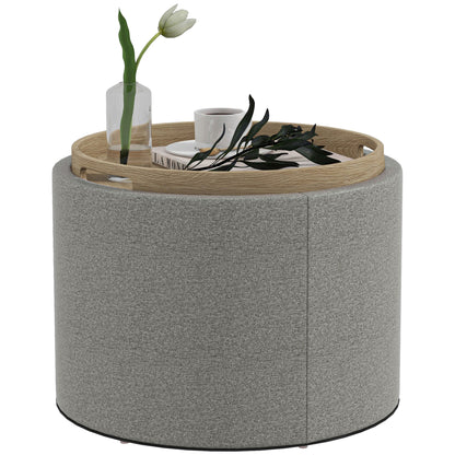 Round Coffee Table with Hidden Storage - Grey