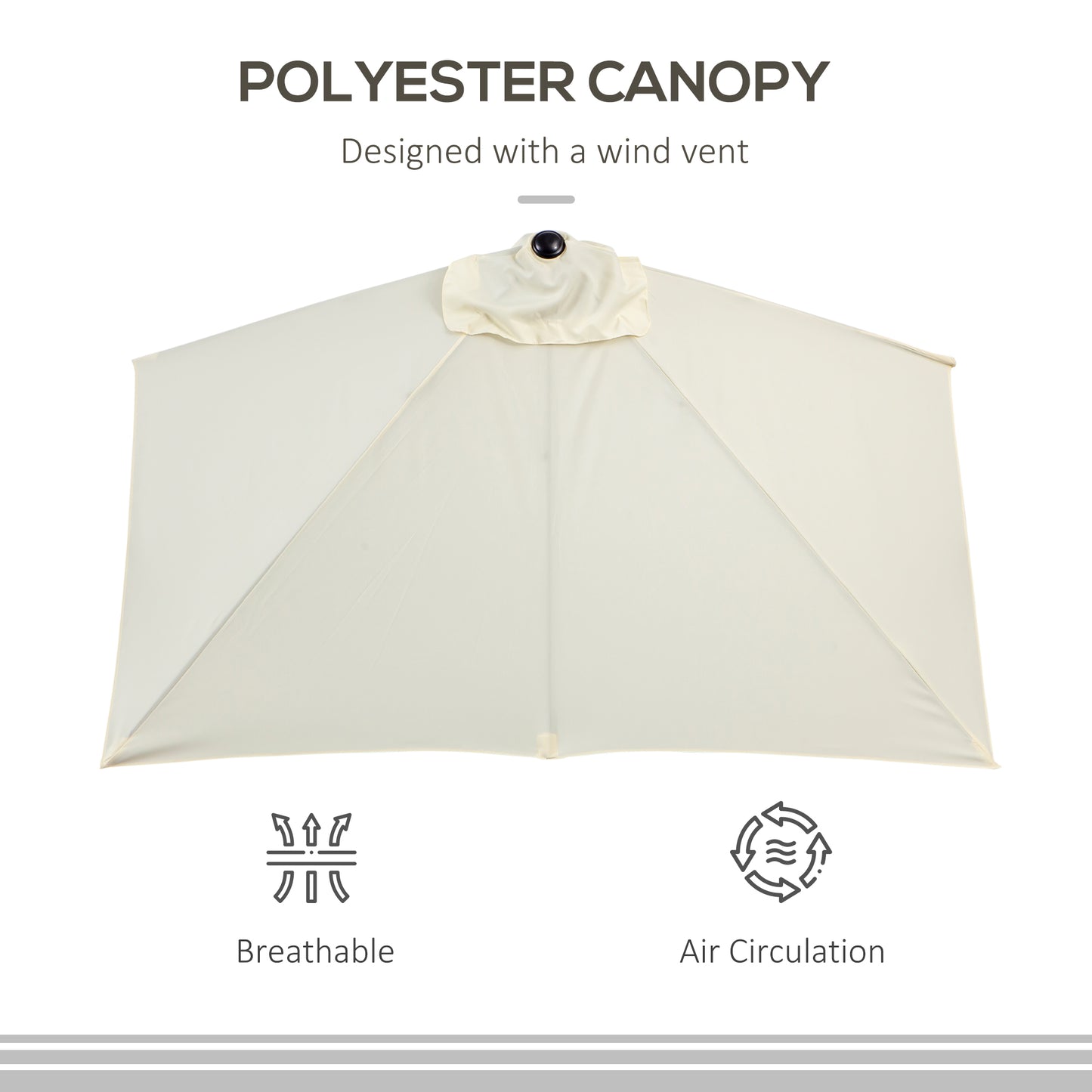 8ft Half Umbrella Outdoor Balcony Parasol Patio Garden Outdoor Window Sun Shade w/ 5 Ribs Beige