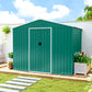 8' x 6' Outdoor Storage Shed, Metal Garden Tool Storage House with Lockable Sliding Doors and Vents, Green