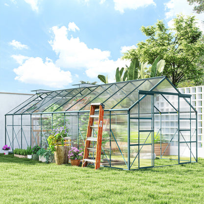 20' x 8' Aluminum Greenhouse with Rain Gutter and Sliding Door