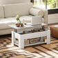 Lift Top Coffee Table with Hidden Storage Compartment and Open Shelf, Center Table for Living Room, White