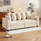 Corduroy Couch, 3 Seater Sofa, Modern Upholstered Couch with Curved Armrests and 8 Removable Pillows, Beige