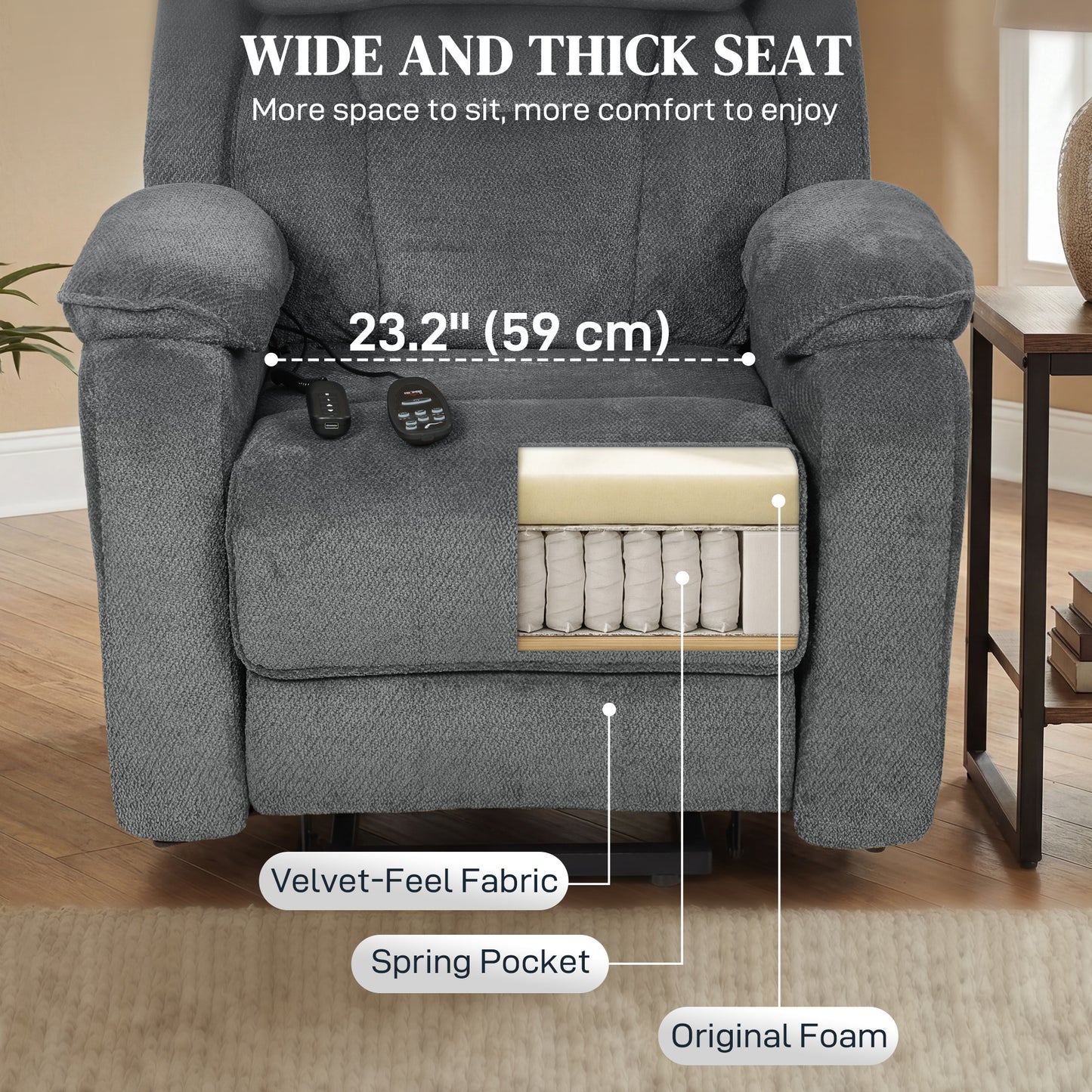 Recliner side pocket detail