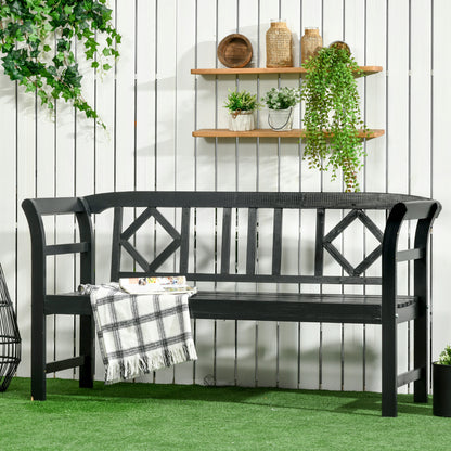 3-Person Wood Garden Bench with Diamond Backrest