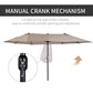 15'x 8.7' Outdoor Patio Umbrella with Twin Canopy Backyard Umbrella with Lift Crank Tan