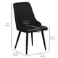 Modern Dining Chair Set of 2, Fabric Upholstered Side Chairs for Kitchen Living Room with Metal Legs, Black