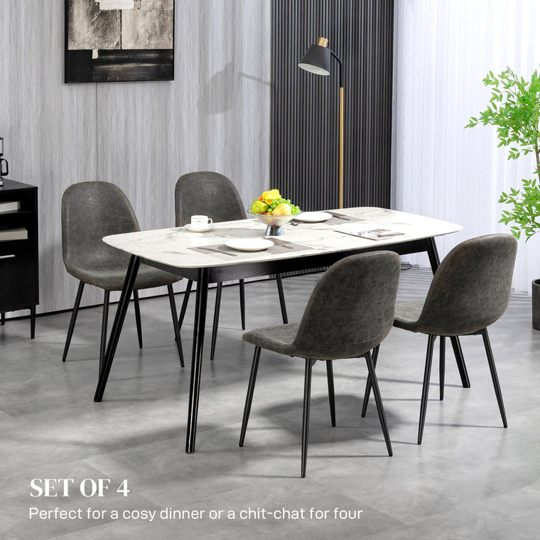 Retro Dining Chairs Set of 4, PU Leather