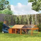 95"L Chicken Run Large Chicken Coop with Nesting Box Wooden Roof Side Door for Outdoor 4–8 Chickens