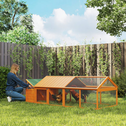 95" Large Wooden Chicken Run with Side Door & Wooden Roof