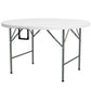 Φ48" Folding Patio Table, Outdoor HDPE Picnic Table, Card Table for 6, Round Folding Banquet with Metal Frame, White