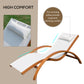 Outdoor Wood Sling Chaise Lounge Reclining Garden Mesh Lounger Patio Chair with Headrest Cream