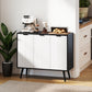 Modern Sideboard and Buffet, Dining Room Cabinet with Adjustable Shelves and 3 Doors, Black