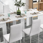 High Back Dining Chairs, Modern Upholstered PU Leather Accent Chairs with Metal Legs for Kitchen, Set of 6, White
