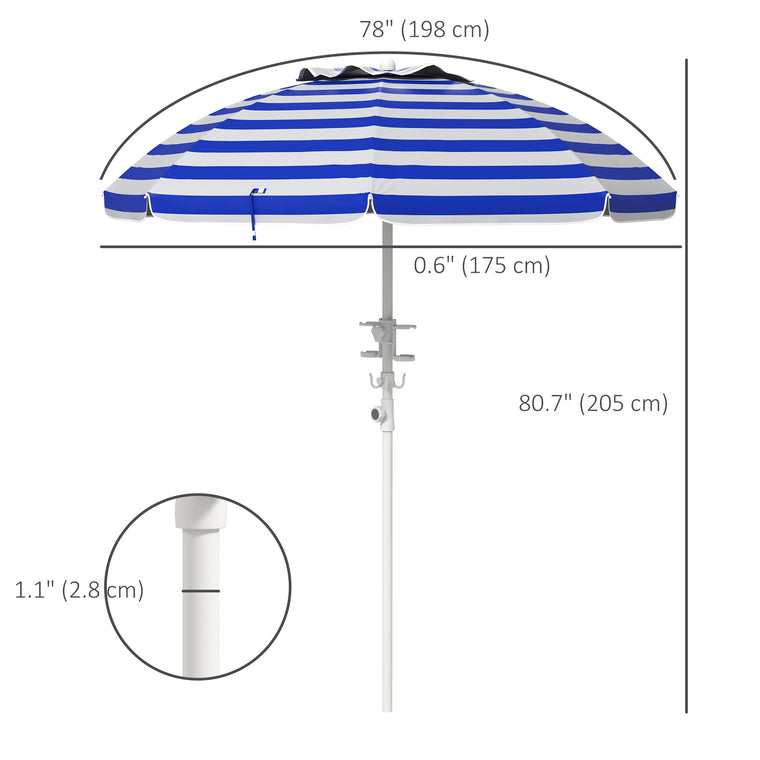 5.7' Portable Beach Umbrella with Tilt & Cup Holders