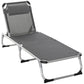 Folding Lounge Chair, Patio Lounger with Headrest, 5-Level Adjustable Backrest, and Aluminum Frame, Black