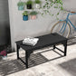 Wooden Garden Bench, Patio Double Park Bench with Slatted Seat, Front Porch Backless Bench, Teak - Black