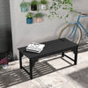 Wooden Garden Bench, Patio Double Park Bench with Slatted Seat, Front Porch Backless Bench, Black