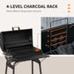 30" Charcoal Barbecue Grill with Wheels Outdoor Barbecue with Adjustable Charcoal Rack, Storage Shelf, Wheel, for Garden Camping Picnic
