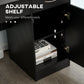 Computer Desk with Storage Drawers, Study Writing Table with Cabinet Adjustable Shelf for Home Office Workstation Bedroom, Black