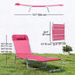 Folding Lounge Chair, Portable Tanning Chair with Adjustable Backrest, Pillow for Beach Poolside Patio, Pink