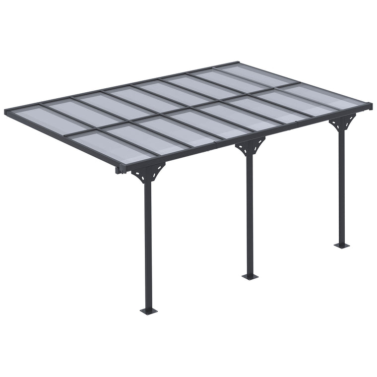 14ft x 10ft Grey Hardtop Pergola with Adjustable Height