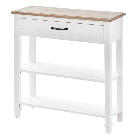 30" Narrow Console Table with Drawer - White