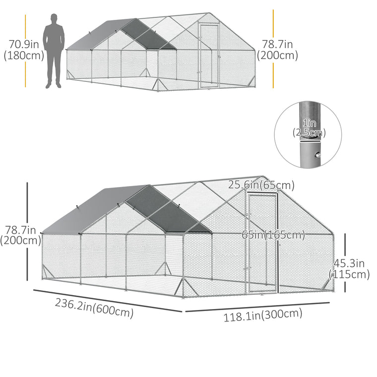 9.8' x 19.7' x 6.6' Chicken Coop Cage with Cover & Lockable Door