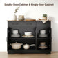 Sideboard Buffet Cabinet, 43" Farmhouse Kitchen Cabinet with 3 Barn Doors, 2 Drawers, 2 Adjustable Shelves, Black