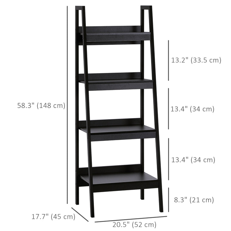 Set of 2 4-Tier Ladder Bookcases