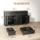 Sideboard Buffet Cabinet, 55" Farmhouse Kitchen Cabinet with 4 Barn Doors, 6 Drawers and 2 Adjustable Shelves, Black