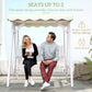 2 Seater Patio Swing with Stand, Canopy and Cushion, Outdoor Swing Chair Wooden Swinging Bench