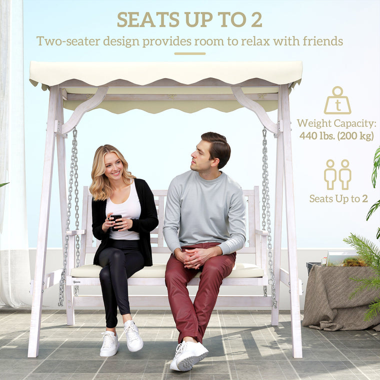 Wooden Swing Bench with Stand and Canopy