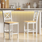 Counter Height Stools Set of 2, Farmhouse Bar Stools with Backs, Solid Wood Counter Stools for Kitchen Island