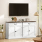 Buffet Cabinet, 32" Farmhouse Sideboard with Thick Top, Quiet Drawer and Adjustable Shelf, White Wood Grain