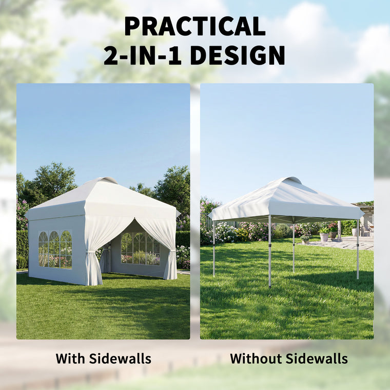 10' x 10' White Pop-Up Canopy Tent with Wheeled Carry Bag