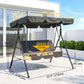 3-Seater Outdoor Porch Swing with Adjustable Canopy, Patio Swing Chair for Garden, Poolside, Backyard, Red