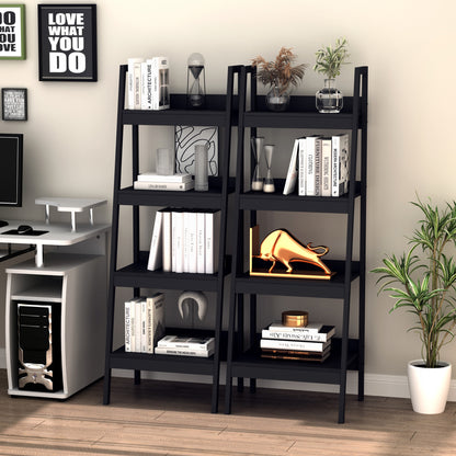 Set of 2 4-Tier Ladder Bookcases
