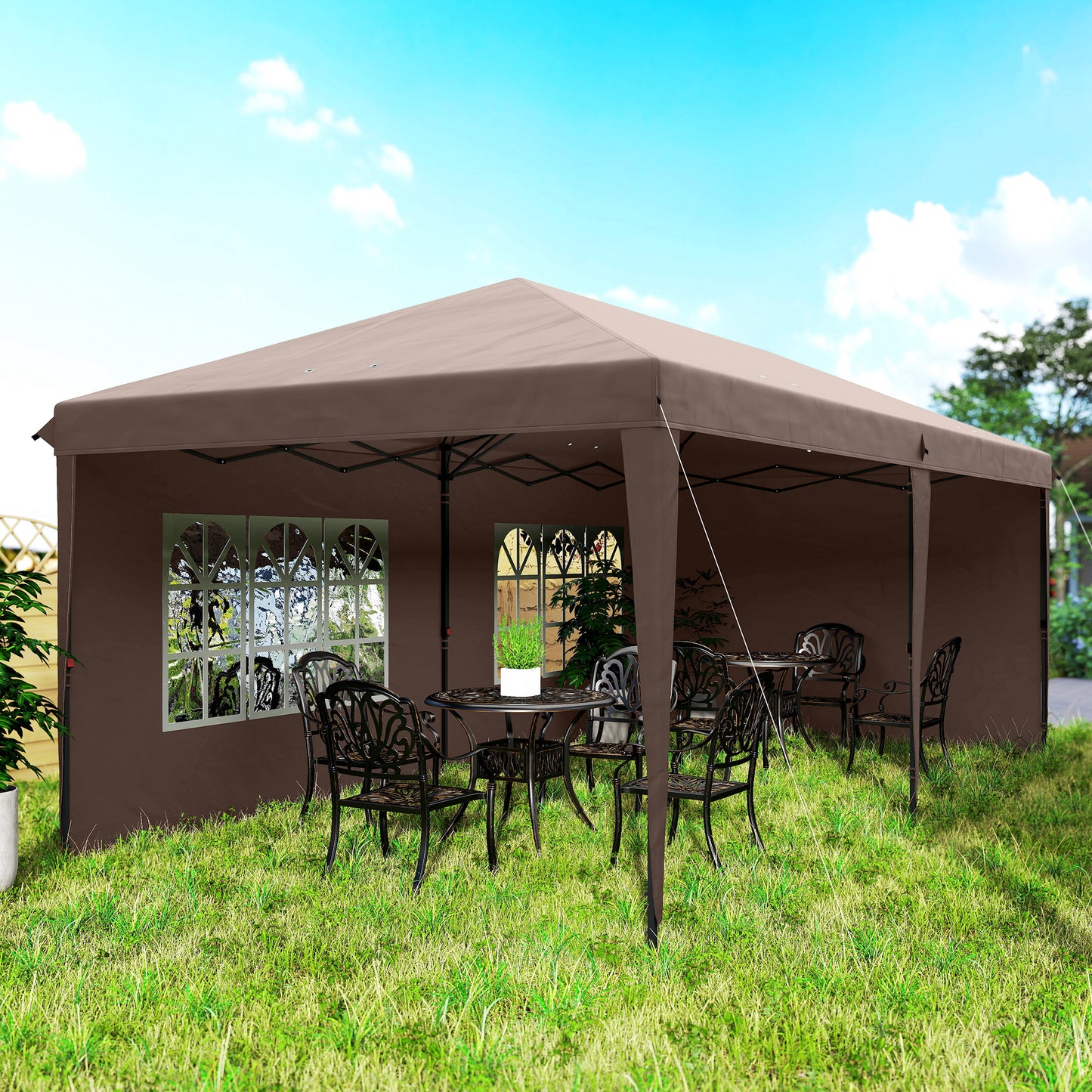 10' x 20' Outdoor Pop Up Canopy Tent Party Tent Instant Shelter W/ Carrying Bag, Coffee